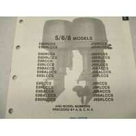 432209 OMC Evinrude Johnson 1988 Outboard 5/6/8 HP Model Parts Catalog