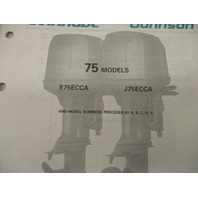 432832 OMC Evinrude Johnson 1988 Outboard 75 Model Parts Catalog E75ECCA J75ECCA