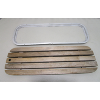 Floor Deck Ski Hatch Hinged Cover Teak Aluminum Frame 37 3/8" x 13 1/4"