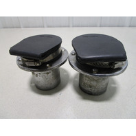Set Of Chrome Boat Thru Transom Exhaust Tips With Flappers 3"