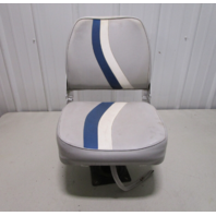 Marine Boat Folding Grey Blue White Seat With 7" Pedestal