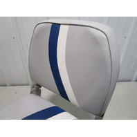 Marine Boat Folding Grey Blue White Seat With 7" Pedestal Marine Boat Folding Grey Blue White Seat With 7" Pedestal