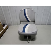 Marine Boat Folding Grey Blue White Seat With 7" Pedestal