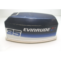 0281008 Top Cowl Motor Cover Electric Start Johnson Evinrude 35 HP Blue