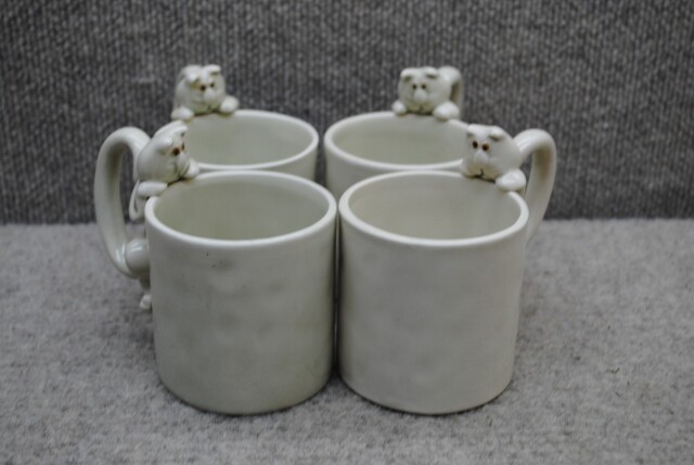 VTG Set of 4 Fitz & Floyd Catnap Ceramic Cat Muigs