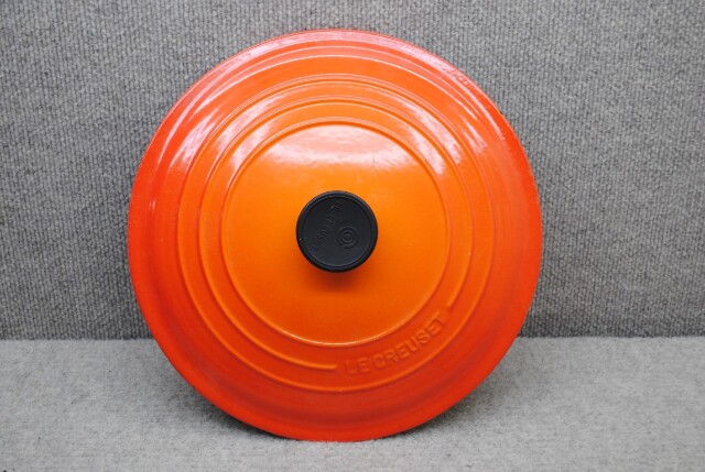 Le Creuset Dutch Oven "G" Enamel Cast Iron Flame Orange Made in France Lid Only