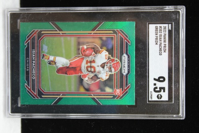 2022 Panini Prizm #352 Isiah Pacheco Green Prizm Rookie SGC 9.5 Mint Card