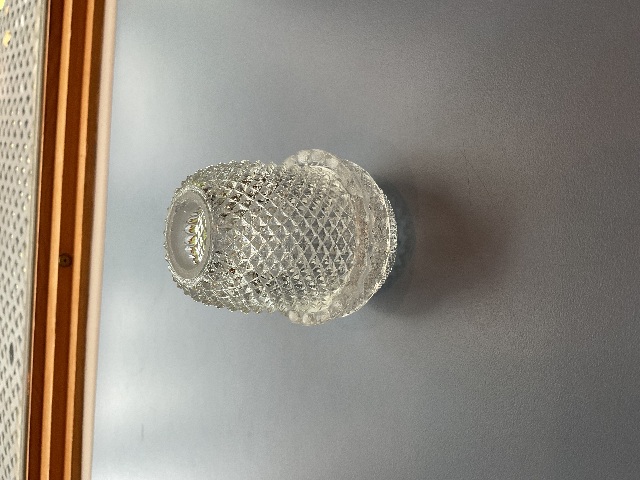 Vintage 2-Pc S Clarke Clear Glass Pyramid Diamond Point Fairy Lamp Candle Holder