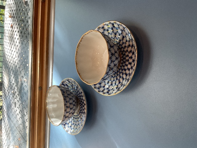 LOMONOSOV IMPERIAL RUSSIAN Tea Cup & Saucer Set of 2