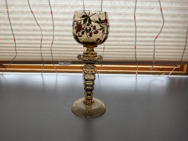 VINTAGE Fritz Hackett Hand Painted Wine Goblet