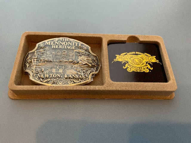 VINTAGE BELT BUCKLE Limited Edition Solid Brass Newton Kansas The Mennonite Heritage