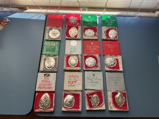 Towle Sterling Medallion Ornaments 1971-1982 Set of 12