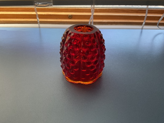 VTG FENTON Amberina Glass Hobnail Fairy Lamp 3"H