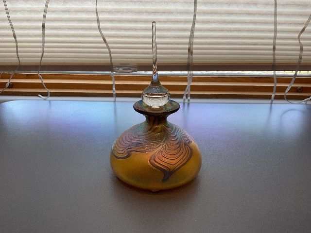 BEAUTIFUL Robert Held Iridescent Signed Perfume Art Glass Bottle