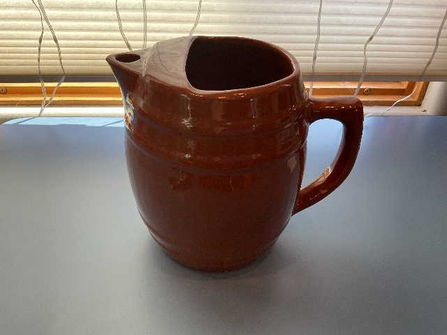 Ceramic Barrel Shaped Pitcher 7.5&rdquo;H