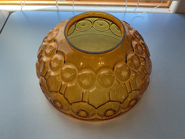 Vintage LE Smith Amber Glass &ldquo;Moon and Stars&rdquo; Patterned Lamp Shade