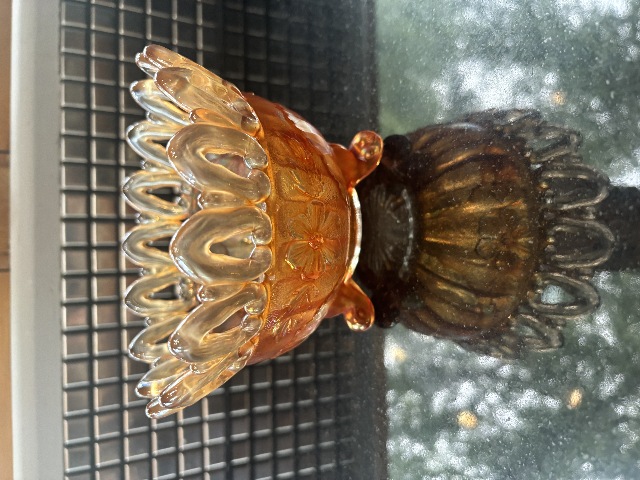 Beautiful Northwood Glass Orange Carnival Glass Decorative Bowl 3.5"H