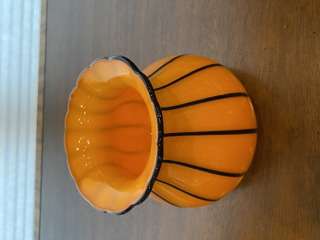 ANTIQUE MICHAEL POWOLNY For LOETZ Orange & Black Striped Glass