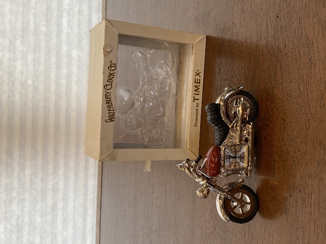 VTG Waterbury Clock Co By Timex Mini Motorcycle Clock 5"L