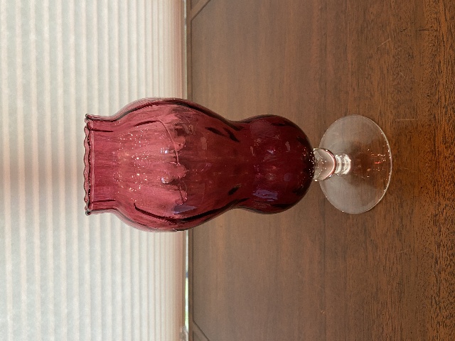 RARE Stunning VTG Empoli Cranberry Ribbed Optic Apothecary Jar Base(NO LID) 9.5"