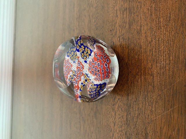 GORGEOUS VTG Multicolored Faceted Concentric MILLEFIORI Paperweight 2.5"H
