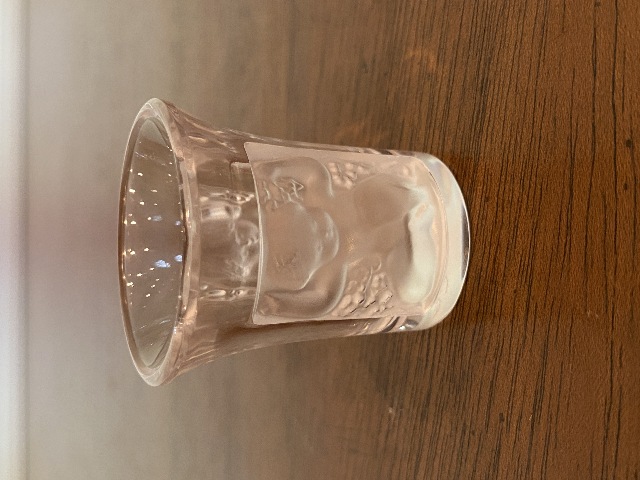 BEAUTIFUL LALIQUE Crystal "LES ENFANTS" Cherub Shot Glass SIGNED 1.75"H FRANCE