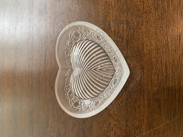 VTG LALIQUE Crystal Frosted Heart Shaped Small Trinket Dish SIGNED 3.75"L FRANCE