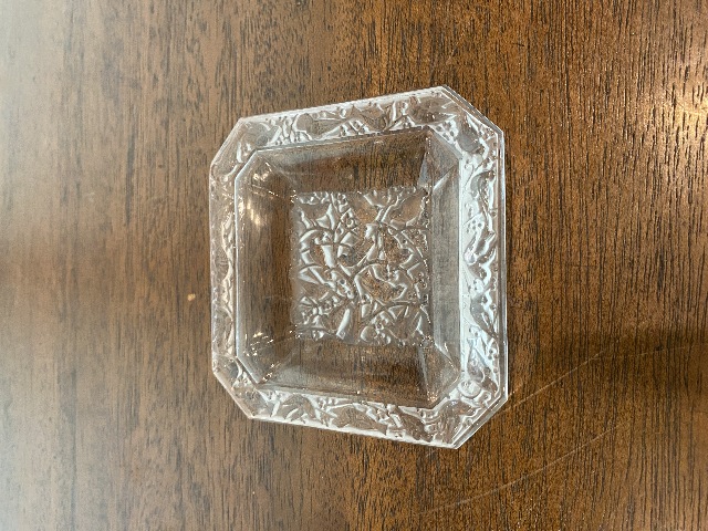 VTG LALIQUE Crystal Frosted Small ANNA Birds Trinket Dish SIGNED 3.25"W FRANCE