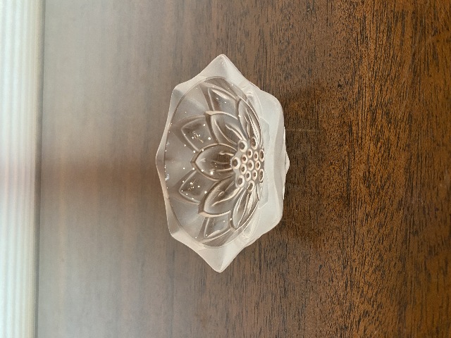 VTG LALIQUE Crystal Frosted NYMPHEA Small Trinket Dish/Bowl SIGNED 3.5"W FRANCE