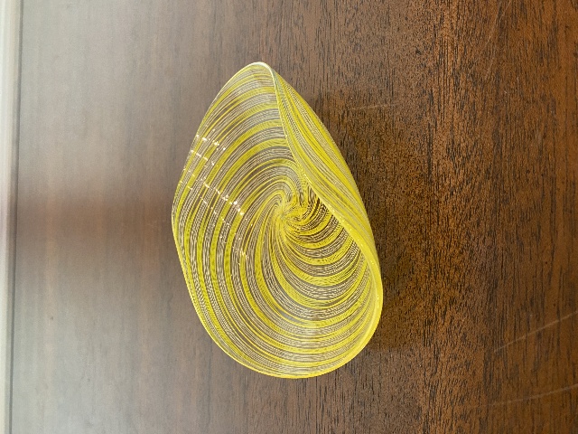 STUNNING VTG MURANO Yellow & White Swirl Zanfirico Small Art Glass Bowl 5" ITALY