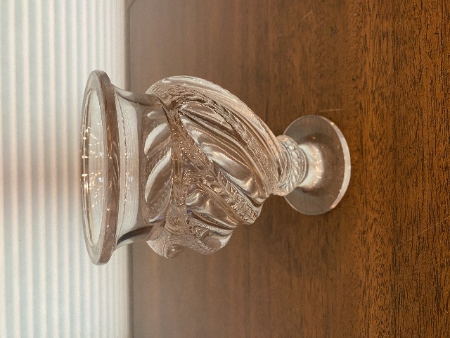 STUNNING VTG LALIQUE Crystal ERMENONVILLE Swirls Footed Vase SIGNED 5.75" FRANCE