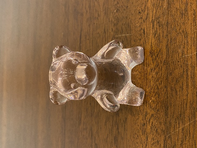 BEAUTIFUL VTG Oneida Crystal Light Pink Art Glass Bear Figurine W/LABEL 2.75"H