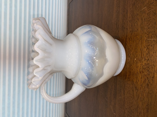 STUNNING VTG FENTON Cranberry French Opalescent THUMBPRINT Glass Pitcher 9"H