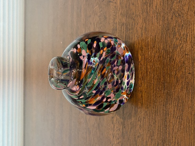 BEAUTIFUL VTG Multicolored Confetti Glass Perfume Paperweight Base 3.25"H SIGNED