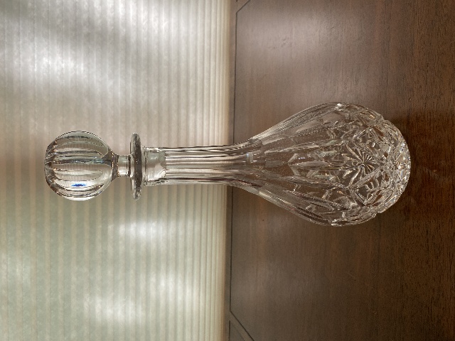 BEAUTIFUL VTG Block Crystal Decanter W/Stopper SIGNED 12.75"H"H