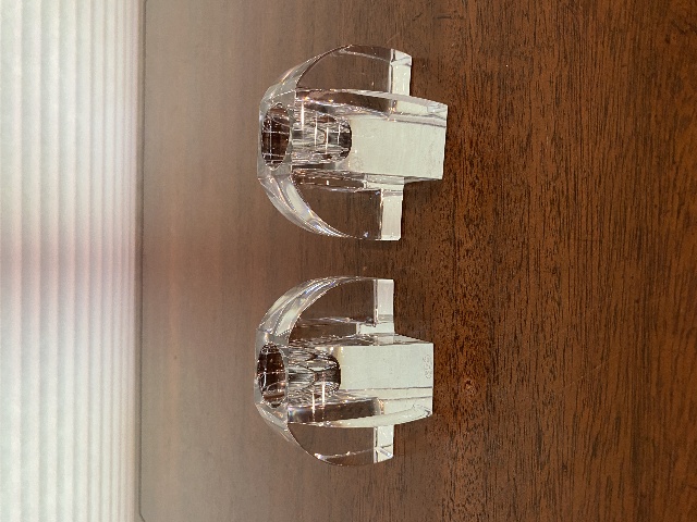 STUNNING VTG Baccarat Crystal "X" Shaped Candle Holders SIGNED 3.25"W PAIR