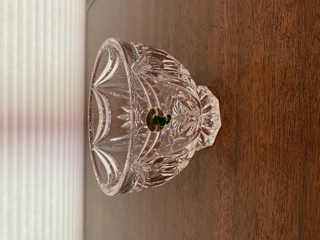 STUNNING WATERFORD Crystal ROSETTE & WEDGE Cut Footed Bowl W/LABEL 5"W SIGNED
