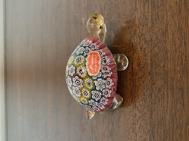 STUNNING MURANO Multicolored MILLEFIORI Aventurine Turtle Figurine W/LABEL 4.5"