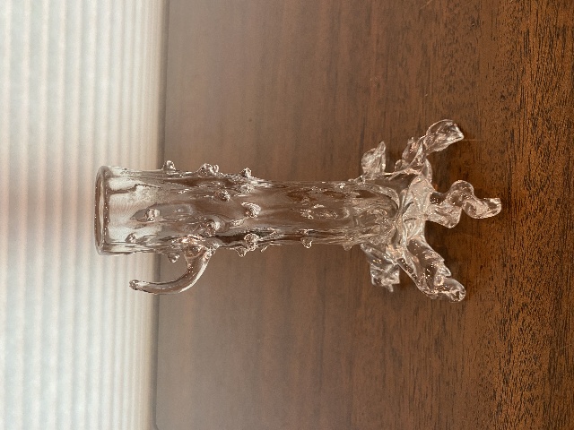 BEAUTIFUL ANTIQUE ART NOUVEAU Clear Thorny Tree Trunk HANDBLOWN Candle Holder 6"