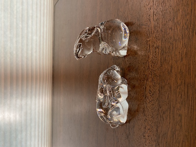 BEAUTIFUL SET Of 2 Bunny/Rabbit Crystal Paperweights Baccarat & Princess House
