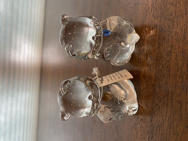 ADORABLE VTG FENTON NOVEMBER & SEPTEMBER Birthstone Bear Paperweights 3.5"H PAIR