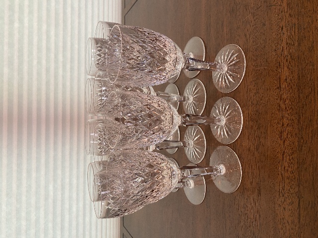 STUNNING VTG SET(11) WATERFORD Crystal SLANE Claret Wine Glasses SIGNED 6.5"H