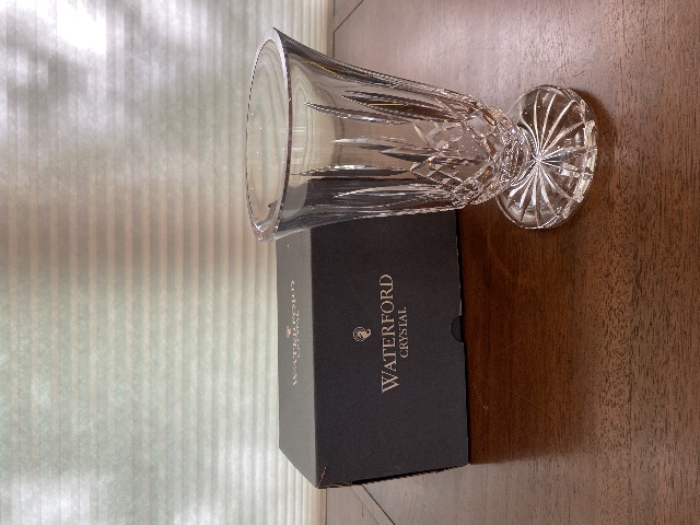 STUNNING VTG WATERFORD Crystal LISMORE Footed Vase W/BOX SIGNED 8.5"H IRELAND