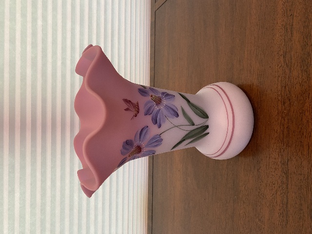 FENTON 2001 Pink Burmese HONOR COLLECTION Floral LTD ED 30/2500 Vase SIGNED 9.5"