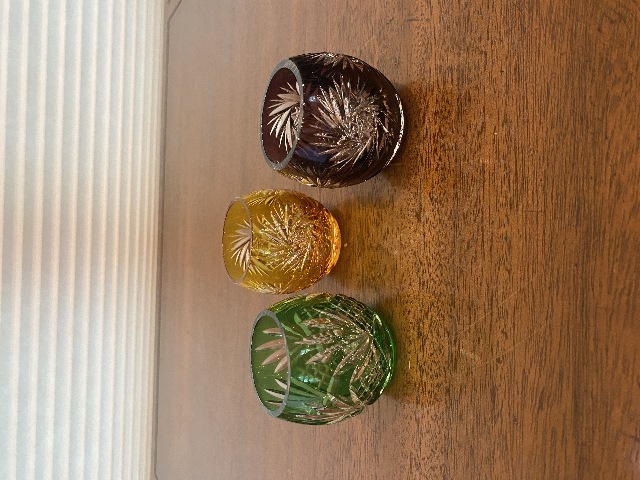 STUNNING SET(3) VTG Multicolored Cut To Clear Crystal Votive Candle Holders 2.5"