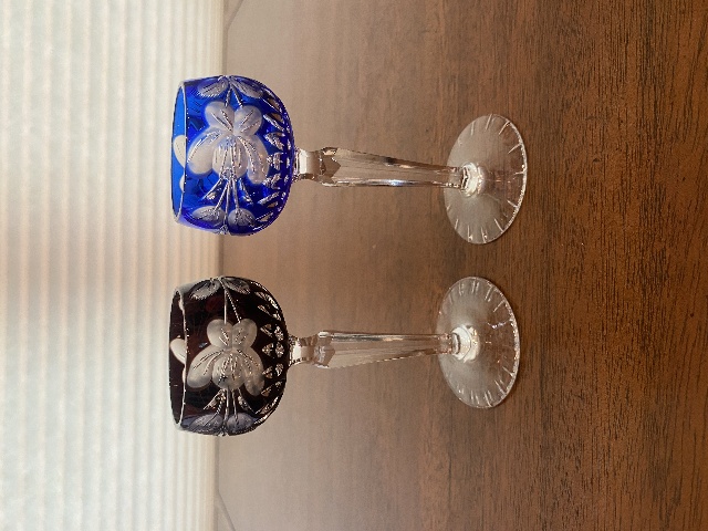 2 STUNNING VTG Tritschler-Winterhalder Cut To Clear Crystal Cordial Glasses 5"H