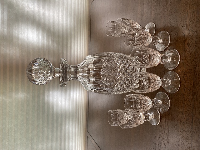 STUNNING VTG WATERFORD Crystal COLLEEN Decanter & 8 Cordials SET(9) SIGNED