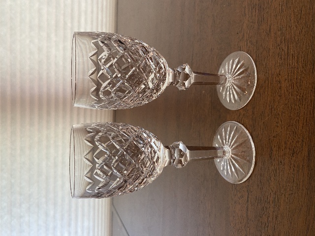 STUNNING VTG WATERFORD Crystal POWERSCOURT Sherry Glasses 6.25"H SIGNED PAIR