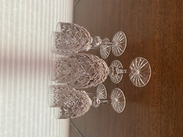 STUNNING SET(7) VTG WATERFORD Crystal POWERSCOURT Claret Wine Glasses 7"H SIGNED
