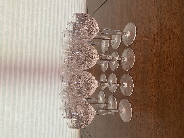 STUNNING SET(12) VTG WATERFORD Crystal COLLEEN Hock Wine Glasses 7.5"H SIGNED